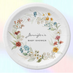 Baby Shower Garden Florals 7-in Colourful Paper Plate