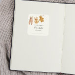 Baby Shower Gender Neutral Bookplate Square Sticker<br><div class="desc">Baby Shower Bookplate Sticker featuring watercolor clothes hanging from clothesline. A great addition for Baby's First Library or use as a personalised This Book Belongs To Sticker. Pair with our matching bring a book request card</div>