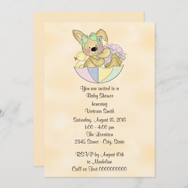 Baby Shower Gender Neutral Bunny Invitation (Front/Back)