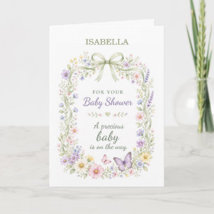 Baby Shower Gender Neutral Floral Butterflies Card