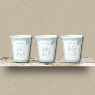 Baby Shower Gender Neutral Pastel Green Paper Cups
