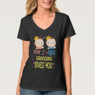Baby Shower Gender Reveal Pink Or Blue Grandma Lov T-Shirt