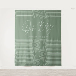 Baby shower geometric modern sage green elegant tapestry