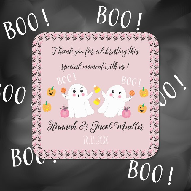 Baby Shower Ghosts Thank You Favour Pink Stickers (Creator Uploaded)