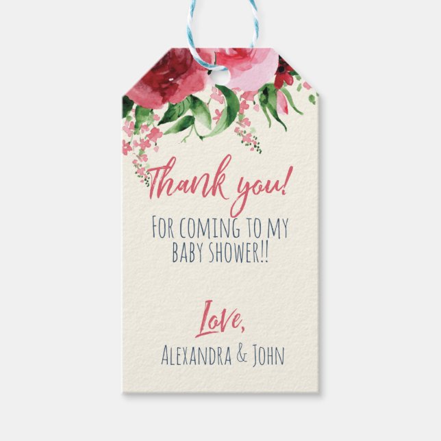 Baby Shower Gift Tags Floral (Front)