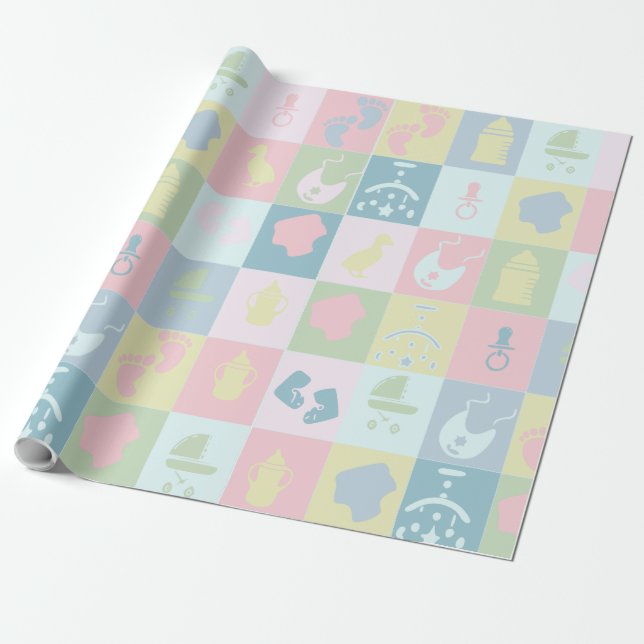 Baby Shower Gift Wrapping Paper (Unrolled)