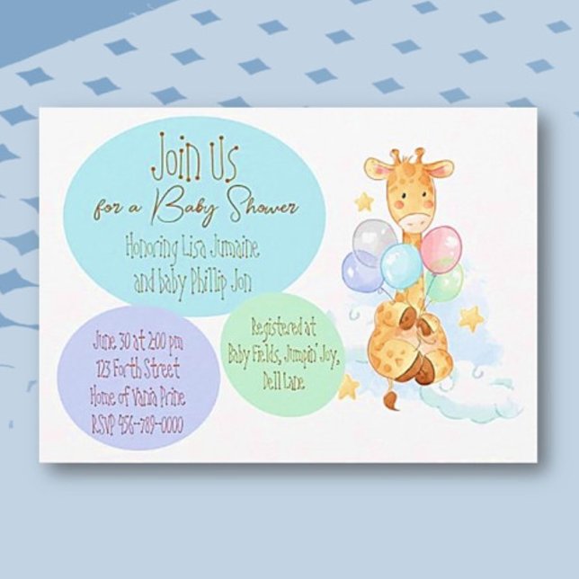 Baby Shower Giraffe Flat  Invitation (Creator Uploaded)