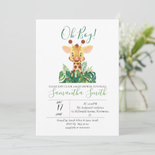 Baby Shower Giraffe Jungle Watercolor Invitation
