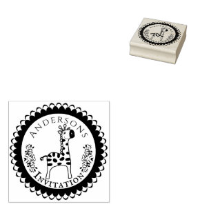 Baby Shower Giraffe Rubber Stamp
