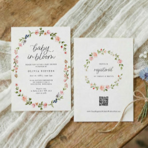 Baby Shower Girl Baby in Bloom Pink Floral Invitation