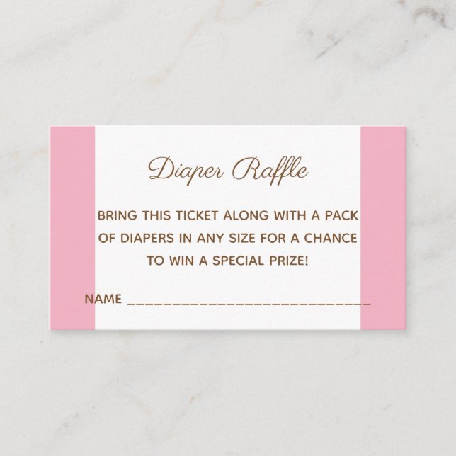 Baby Shower Girl Bear Diaper Raffle Ticket Enclosure Card (Front)
