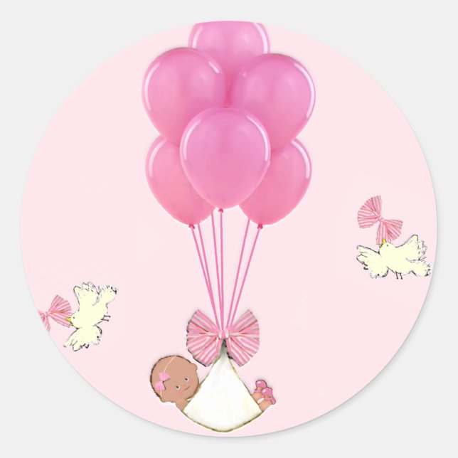 Baby Shower Girl Classic Round Sticker (Front)