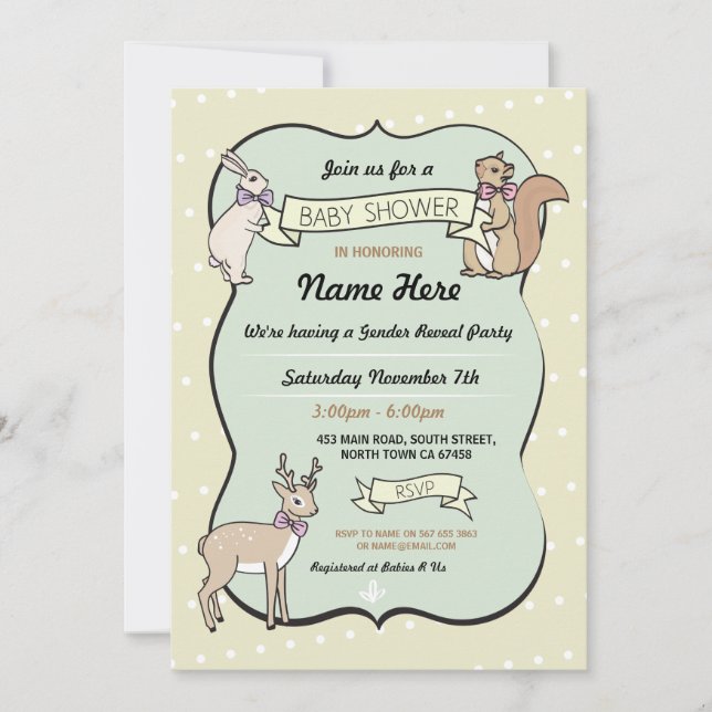 Baby Shower Girl Deer Polka Dot Invitation (Front)