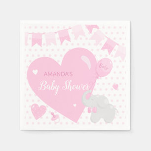 Baby Shower Girl Elephant Balloon Paper Napkin