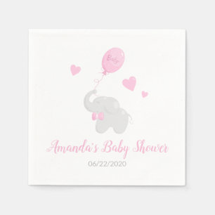 Baby Shower Girl Elephant Balloon Paper Napkin