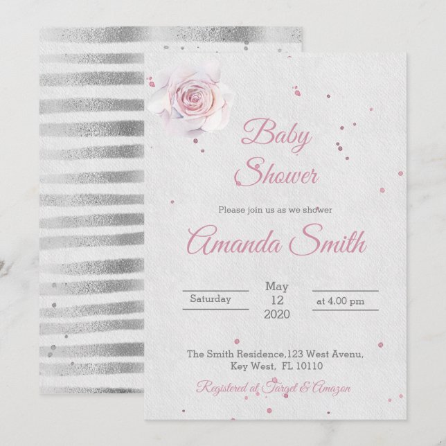 Baby Shower Girl Invintation Blush Pink Invitation (Front/Back)
