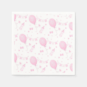 Baby Shower Girl Paper Napkin with Balloons