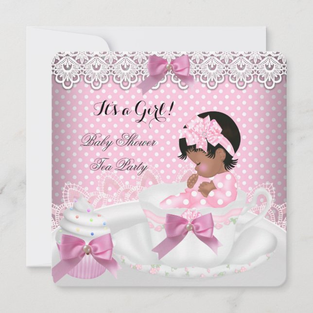 Baby Shower Girl Pink Baby Teacup Cupcake 2a Invitation (Front)