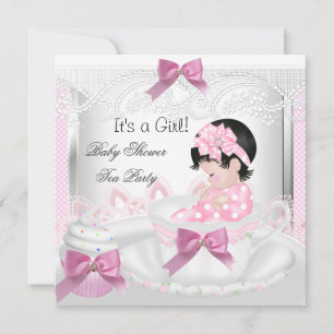 Baby Shower Girl Pink Baby Teacup Cupcake 35 Invitation