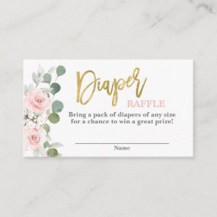 Baby shower girl pink floral Diaper Raffle Enclosure Card