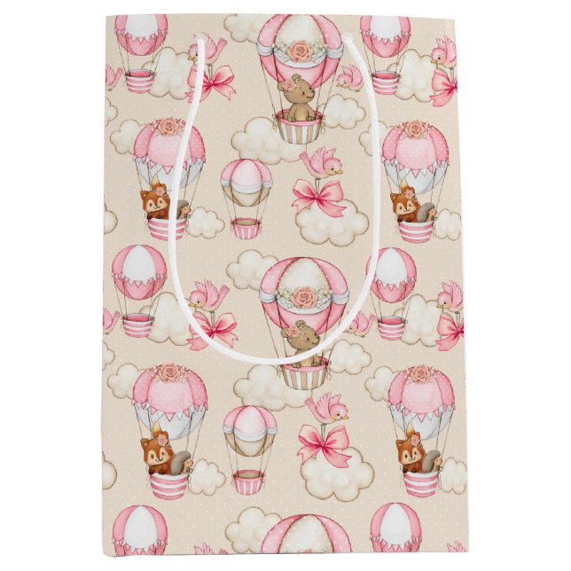 Baby Shower Girl Pink Medium Gift Bag (Front)