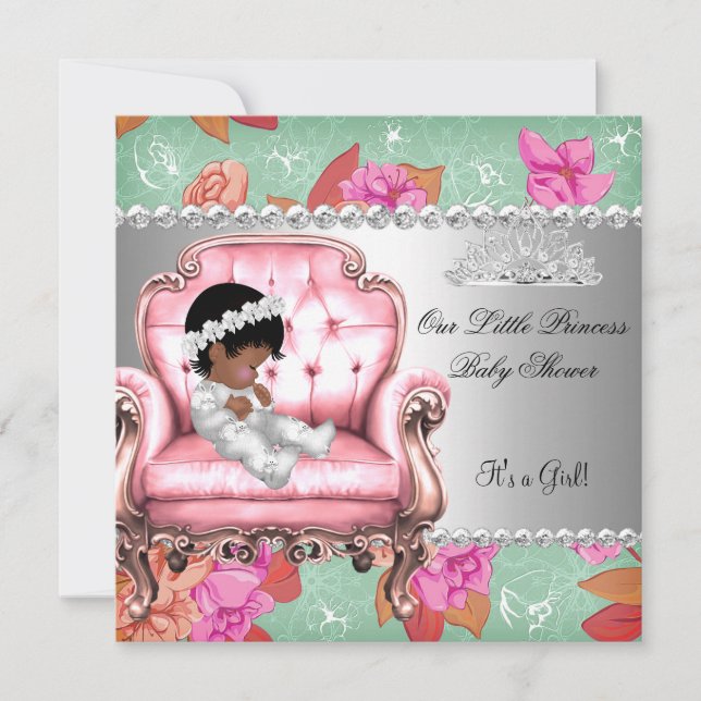 Baby Shower Girl Pink Pink Floral Chair Invitation (Front)