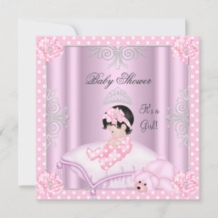 Baby Shower Girl Pink Princess Tiara Invitation