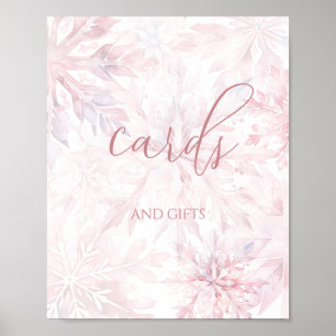 Baby Shower Girl Pink Snowflake Cards and Gifts  Poster