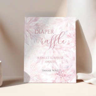 Baby Shower Girl Pink Snowflake Diaper Raffle Poster