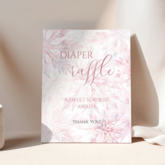 Baby Shower Girl Pink Snowflake Diaper Raffle Poster