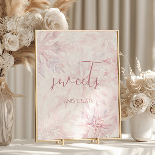 Baby Shower Girl Pink Snowflake Sweets and Treats Poster