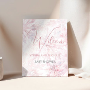Baby Shower Girl Pink Snowflake Welcome Poster