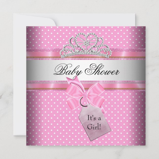 Baby Shower Girl Pink White Spot Princess Invitation (Front)