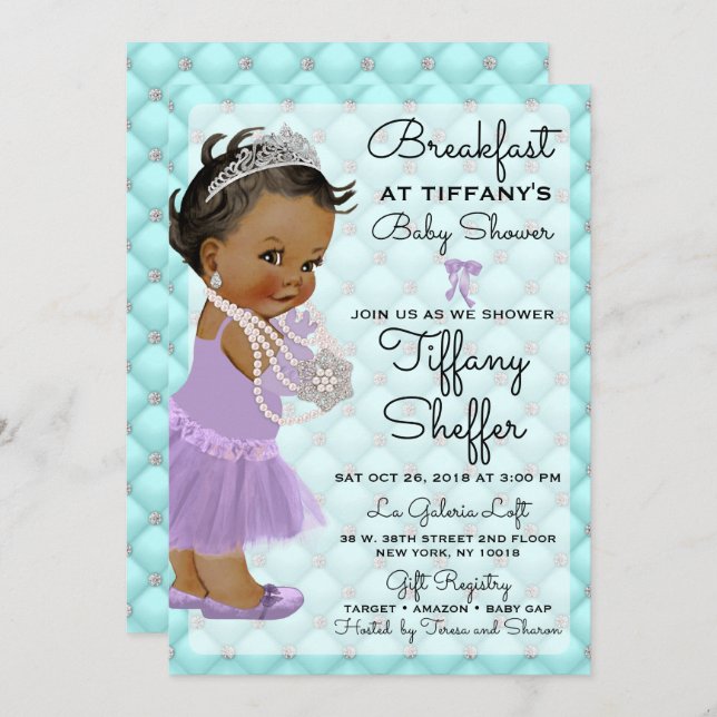 Baby Shower Girl Princess Diamonds Pearls Invitation (Front/Back)