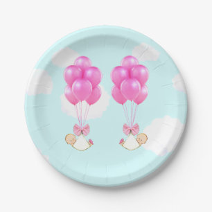 Baby Shower Girl Twins Decoration Paper Plate