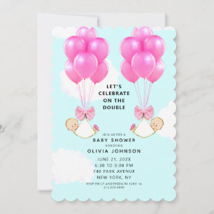 Baby Shower Girl Twins Invitation