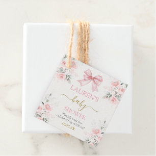 Baby Shower Girl with bow Favour Tags