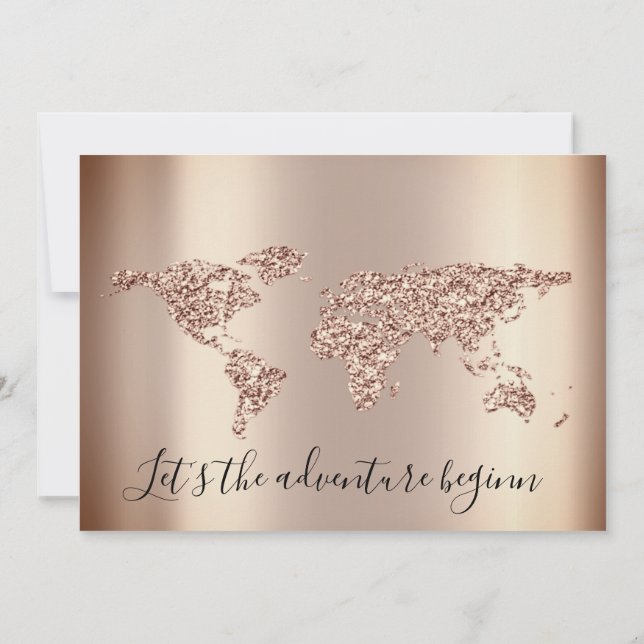 Baby Shower Glitter Rose Feet World Boy Girl Invitation (Back)