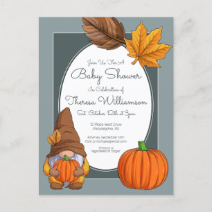 BABY SHOWER   Gnome Autumn Fall Invitation Postcard