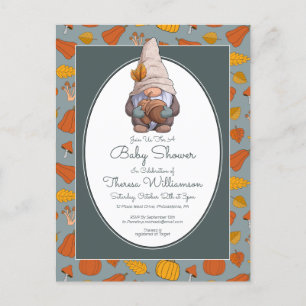 BABY SHOWER Gnome Autumn Fall Postcard