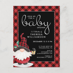 BABY SHOWER Gnome Holiday Invitation Postcard
