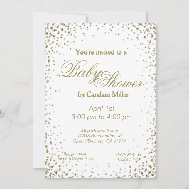 Baby Shower | Gold Confetti Invitation (Front)