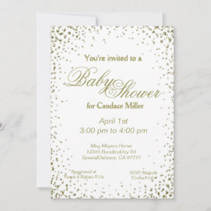 Baby Shower   Gold Confetti Invitation