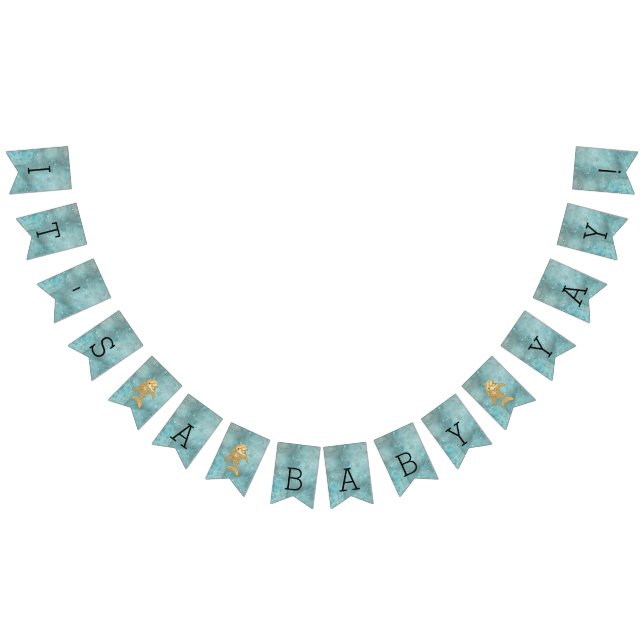 Baby Shower Gold Dolphin Baby, Swallowtail Banner (All)