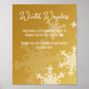 Baby Shower Golden Snowflakes Favours Sign
