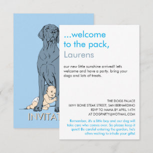 baby shower great dane Minimal Drawing  Invitation