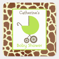 Baby Shower Green Carriage & Giraffe Print