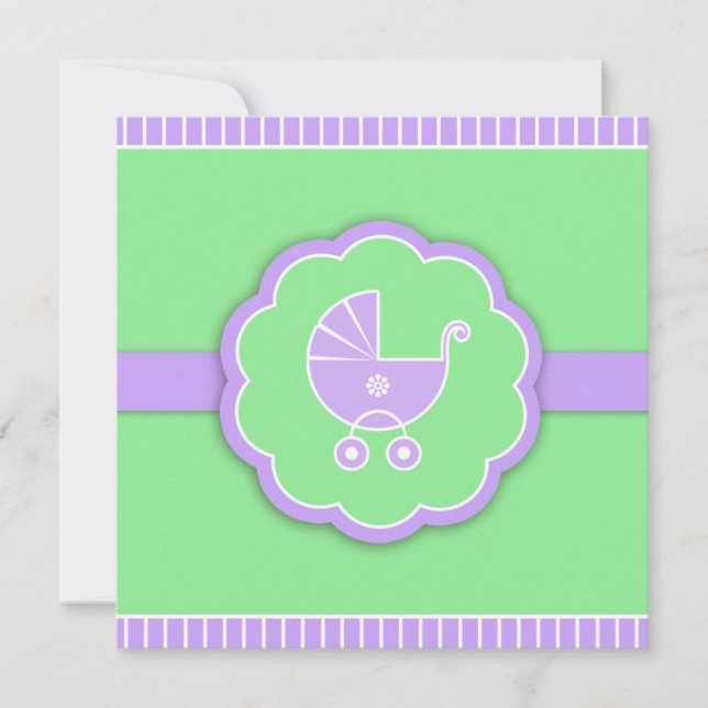 Baby Shower Green Flat Invitation (Front)