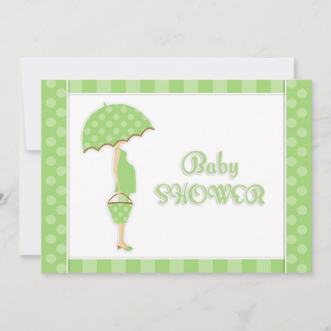 Baby Shower Green Flat Invitation (Front)