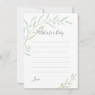 Baby Shower Greenery Elegant Watercolor Wishes Advice Card